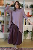 Bowie Asymmetric Turtle Neck Ribby Knit Dewberry